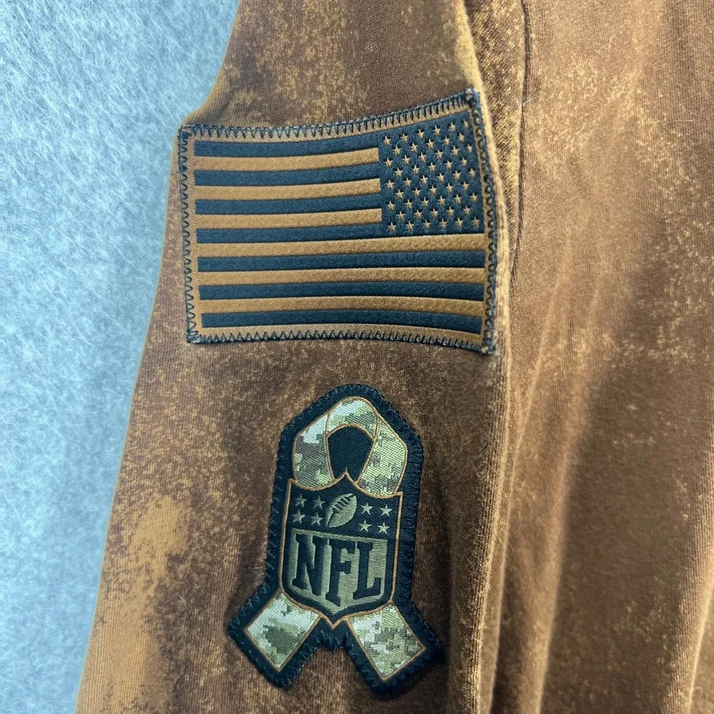 Nike NFL Carolina Panthers Men M‎ Brown Salute To Service Acid Wash Long Sleeve
